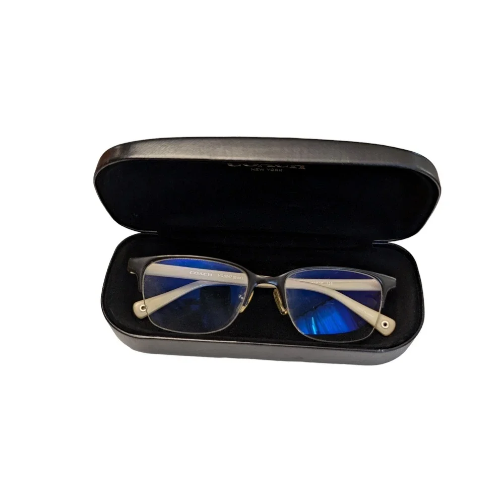 Coach Eye Glasses Frames Evie 9160Satin Black/Ivory Horn HC 5047 50-17-135